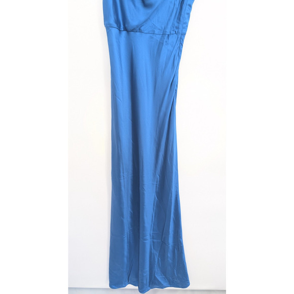 NWD Veronica Beard Sanderson Silk Satin Cowlneck Maxi Dress Gown SZ 6 Blue 2M456 - Picture 6 of 16